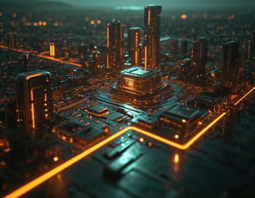 glowing circuit city
